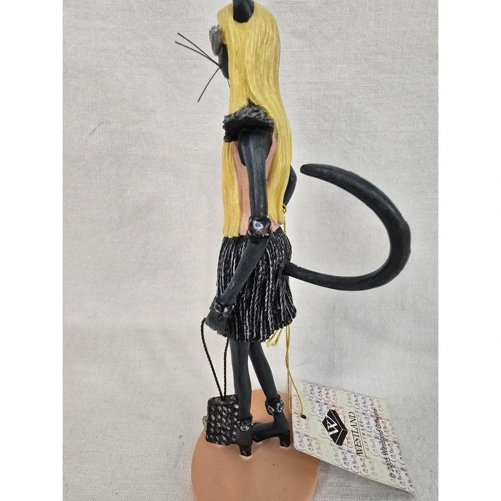 Westland Giftware Catwalk‎ Sleek Cat Figurine 13812 Fashion Black Cat 2005 7.5